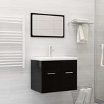 ZNTS Bathroom Furniture Set High Gloss Black Engineered Wood 3070872