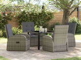 Garden Dining Set with Cushion 5 pcs Grey Poly Rattan 3379493