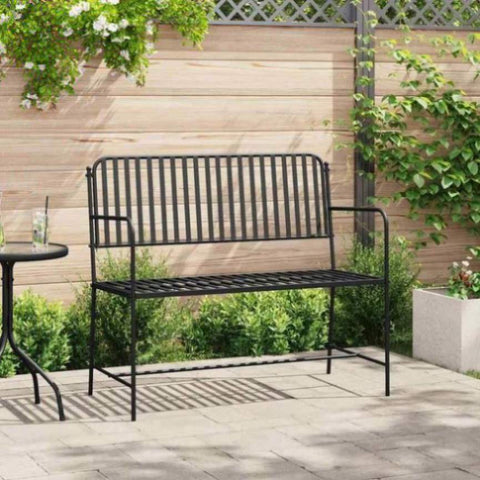 Garden Bench Black 104 x 54 x 93cm Steel 42008117