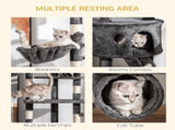 Floor-to-Ceiling Cat Tree for Indoor Cats, 240-260cm Adjustable Cat Tree - Dark Grey T3398P376229