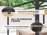 3 x 3m Aluminium Pergola, with Retractable Roof and Wall - Khaki T3398P320019