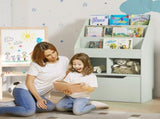 Kids Bookshelf, Toy Organiser, with Storage Drawer, Wheels - Green T3398P347677