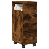 Narrow Bathroom Cabinet with Wheels Smoked Oak Engineered Wood 855236
