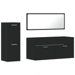 ZNTS 3 Piece Bathroom Furniture Set Black Engineered Wood 3308532