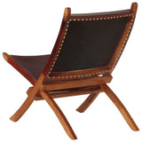 Folding Relaxing Chair Dark Brown Real Leather 356375