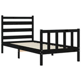 Bed Frame without Mattress Black Small Single Solid Wood Pine 3192000