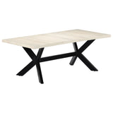 ZNTS Dining Table White 200x100x75 cm Solid Mango Wood 247428