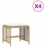 Garden Stools with Cushions 4 pcs Beige 41x41x36 cm Poly Rattan 365052