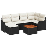 Garden Sofa Set with Storage 7 pcs Black and Cream Poly Rattan 3356143