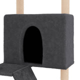 Cat Tree with Sisal Scratching Posts Dark Grey 143 cm 171731