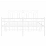 ZNTS Metal Bed Frame without Mattress with Footboard White 140x190cm 373758