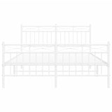 ZNTS Metal Bed Frame without Mattress with Footboard White 140x190cm 373758