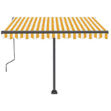 Manual Retractable Awning with LED 350x250 cm Yellow and White 3069723