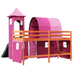 Kids' Loft Bed with Tower Pink 80x200 cm Solid Wood Pine 3309154