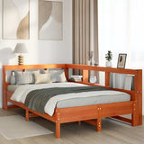 Bookcase Bed without Mattress Wax Brown 120x200 cm Solid Wood Pine 3324426