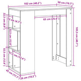 Bar Table with Racks Old Wood 102x50x103.5 cm Engineered Wood 854362