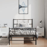 Metal Bed Frame without Mattress with Footboard Black 100x200cm 355280