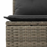 5 Piece Garden Sofa Set with Cushions Grey Poly Rattan Acacia 3327434