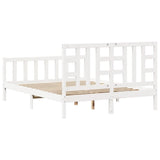 Bed Frame without Mattress White King Size Solid Wood Pine 3191977