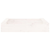Sandbox with Seats White Square Solid Wood Pine 825031
