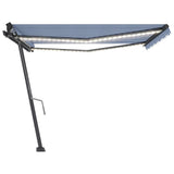 Manual Retractable Awning with LED 400x350 cm Blue and White 3069821
