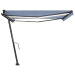 ZNTS Manual Retractable Awning with LED 400x350 cm Blue and White 3069821