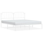 ZNTS Metal Bed Frame with Headboard White 160x200 cm 373939