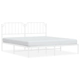 ZNTS Metal Bed Frame with Headboard White 160x200 cm 373939