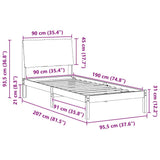 Bed frame White and light grey 90 x 190 cm Solid pine wood 878788