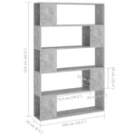 Book Cabinet Room Divider Concrete Grey 100x24x155 cm Engineered Wood 809201