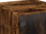 Side Cabinet with Glass Doors Smoked Oak 35x37x75.5 cm 836403