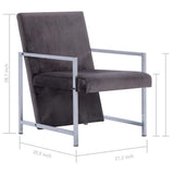 Armchair with Chrome Feet Dark Gray Velvet 282269