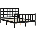 ZNTS Bed Frame without Mattress Black 140x190 cm Solid Wood Pine 3192085