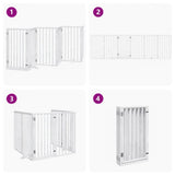 Dog Gate with Door Foldable 6 Panels White 300 cm Poplar Wood 352183