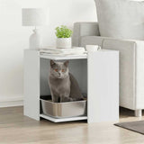 Cat Litter Box Enclosure White 53x53x51 cm Engineered Wood 857751