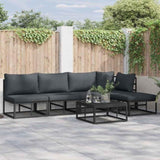 Garden Sofa Set with Cushion 5 pcs Black Aluminium 3378858