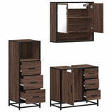 3 Piece Bathroom Furniture Set Brown Oak Engineered Wood 3301049