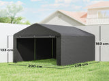 6.6 x 7.8ft Outdoor Garden Storage Shed, Waterproof Bike Tent with Roll-up Zipper Door, Galvanised T3398P553470