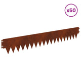 Lawn Edging 50 pcs 103 x 15 cm metal Rusty 8008265