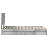 Storage Bed Concrete Grey 135 x 190 cm Engineered Wood 3409562