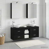 Bathroom Cabinet Set 5 pcs Black Oak Engineered Wood 3406672
