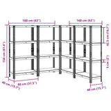 4-Layer Storage Shelves 4 pcs Silver Steel&Engineered Wood 3307579