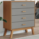 Drawer Cabinet OLDEN Grey and Brown Solid Wood Pine 358589
