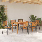 Garden Dining Set 7 pcs Black Solid Acacia Wood 3365520
