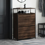 Shoe Cabinet Brown Oak 75x34x112 Engineered Wood 840038