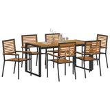 Garden Dining Set 7 pcs Black and Brown Poly Rattan 3365478