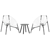 Garden Chair Set 3 pcs Black and White Poly Rattan 4009293