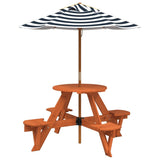 Picnic Table for 4 Kids with Umbrella Round Solid Wood Fir 3281624