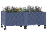 Garden Planter with Wheels Blue Grey 80 x 40 x 48 cm PP 3422961