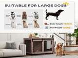 Dog Crate Furniture with Sliding Door for Large Dogs, Walnut Brown T3398P425264